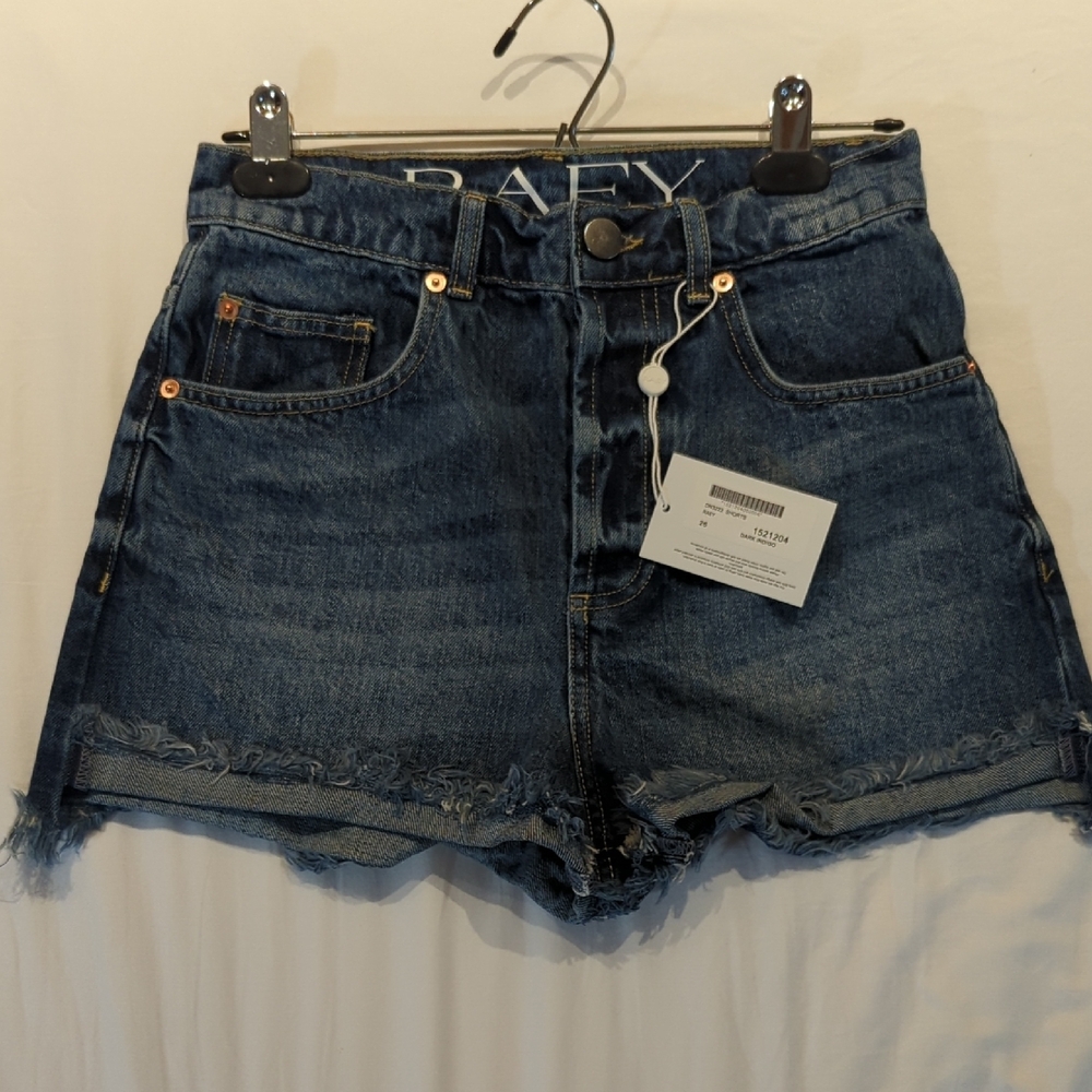 High-Waisted Blue Jean Shorts with Distressed Hem